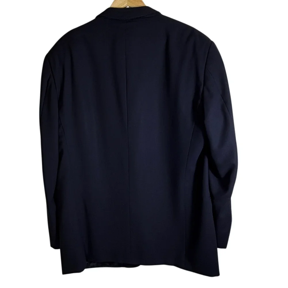 Vintage Italian Luxury Armani Collezioni Navy 100% Wool Blazer 44R Gold Buttons